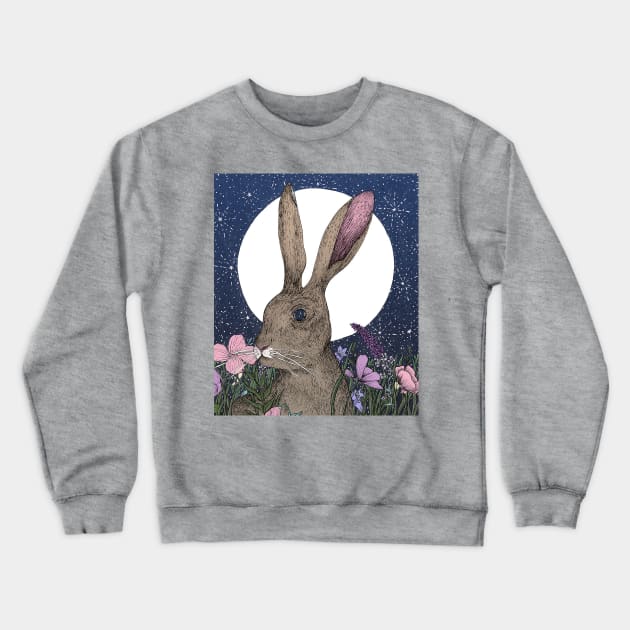 The Hare and the Moon Crewneck Sweatshirt by ECMazur